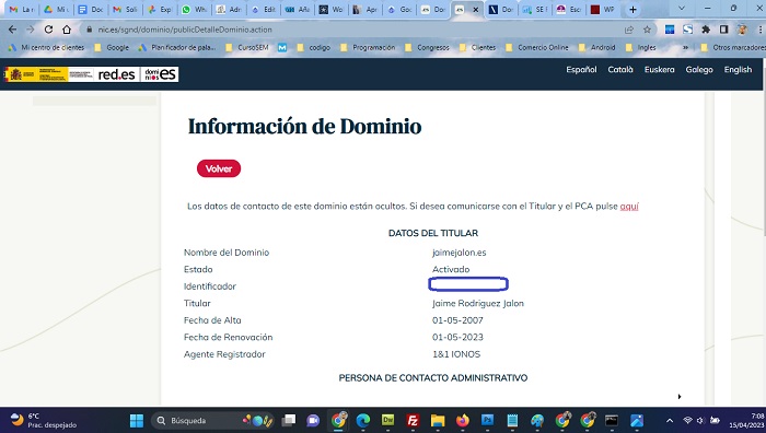 antiguedad del dominio jaimejalon punto es factor importante del algoritmo del motor de búsqueda Google